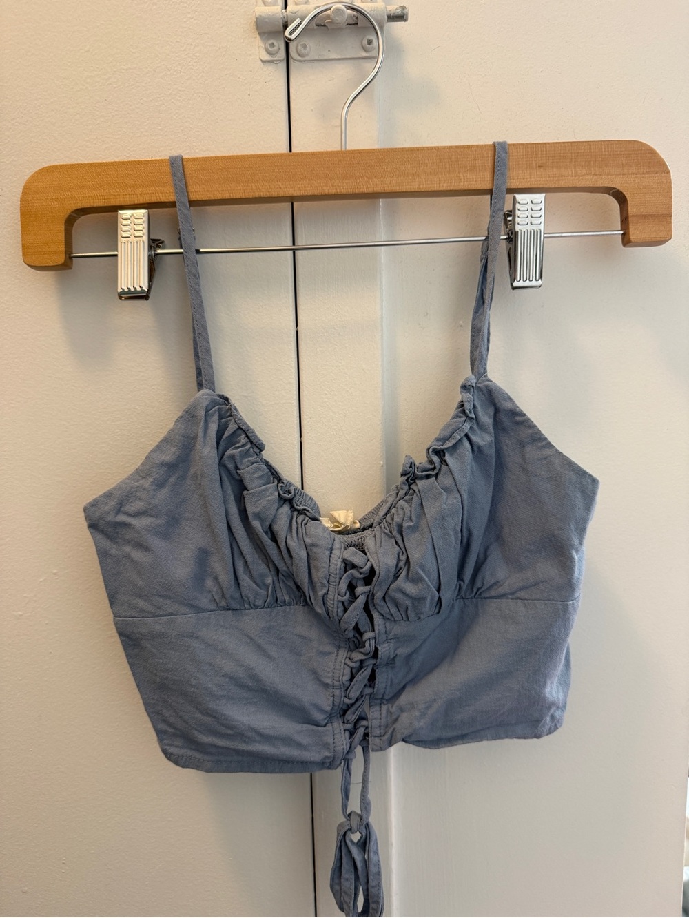 La Hearts Light Blue Cropped Drawstring Cami
